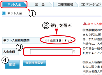 ネット入金手続き